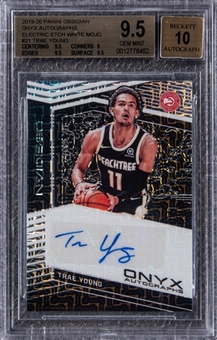 2019-20 Panini Obsidian Onyx Electric Etch White Mojo #21 Trae Young Signed Card (#1/1) - BGS GEM MINT 9.5/BGS 10